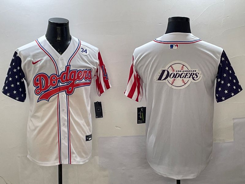 Men Los Angeles Dodgers Blank White a generation of national flags Joint name 2025 Nike MLB Jersey style 28